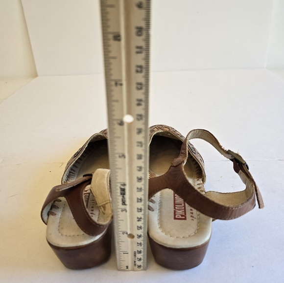 Pikolinos Women's Brown Tan Leather Sling Back Shoes Laser Cut Out SZ 40 9 -9.5 - Picture 15 of 15